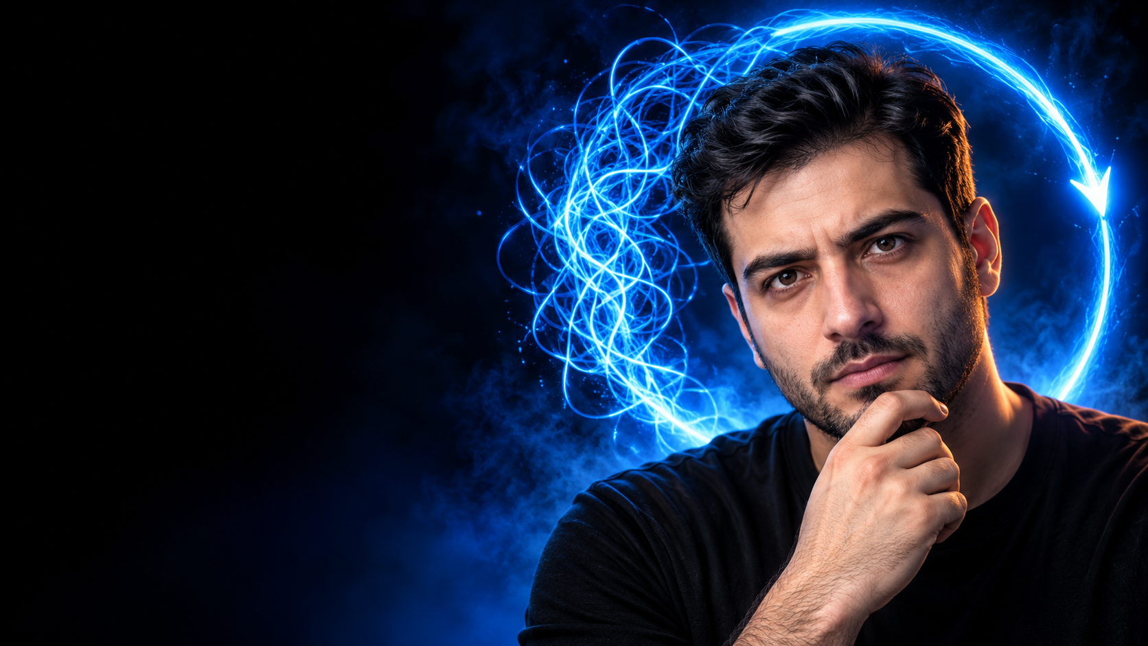 تصویر مفهومی یک مرد بزرگسال و حلقه آبی برای شناخت چرخه عادت